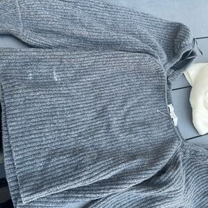 Loft. Grey knit thick sweater square neck.